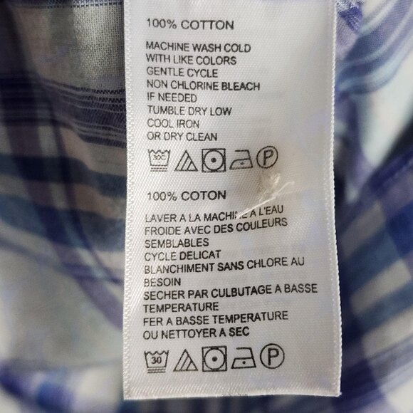 Tommy Bahama Shirt Mens Extra Large Blue Plaid Short Sleeve Button Marlin Logo - Picture 5 of 9